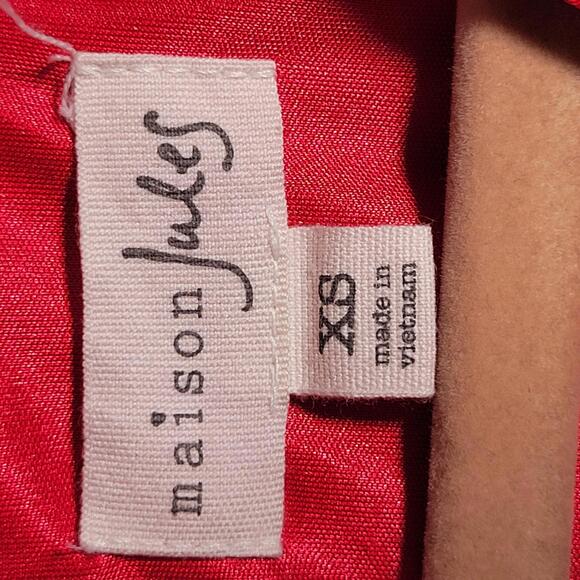 Maison Jules Red V Neck Lined Dress Women Size XS - Picture 5 of 9